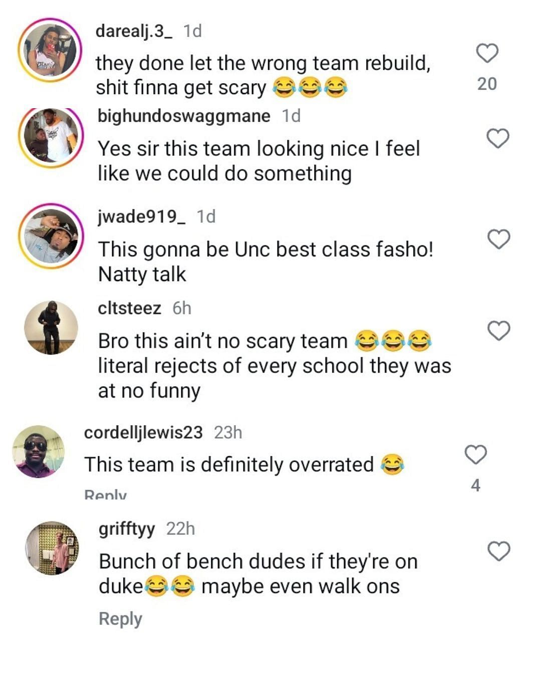 UNC fans react to Hubert Davis' incoming transfers ft. Jonathan Powell. (Images via Instagram @greenlightmedia)